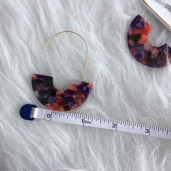 NEW Purple & Red Marbled Resin Dangle Earrings - Picture 5 of 5